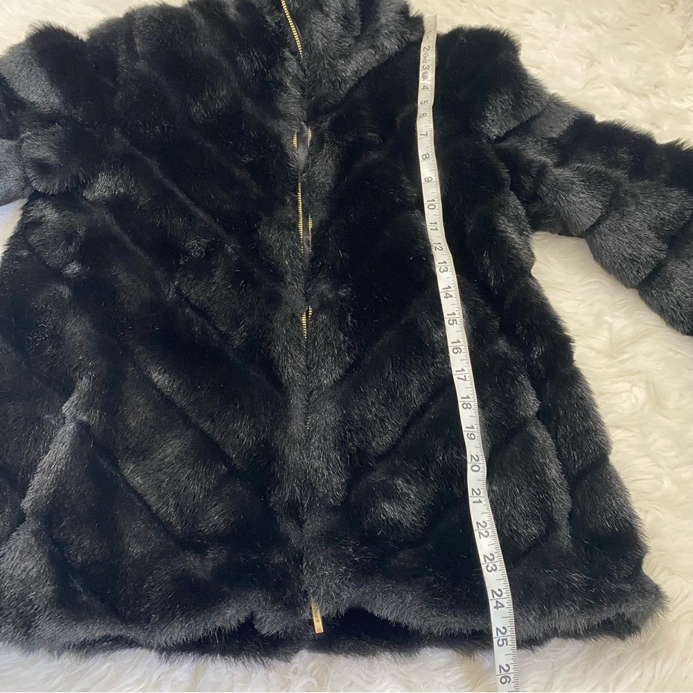 ELLEN TRACY Black Faux Fur Jacket Coat - Picture 4 of 7